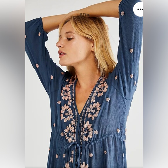 Free People Embroidered Fable Midi Dress Size XS - Picture 2 of 7